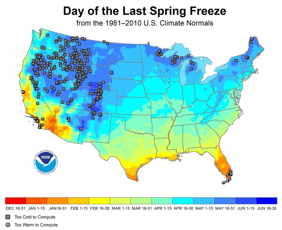 map of areas last spring freeze