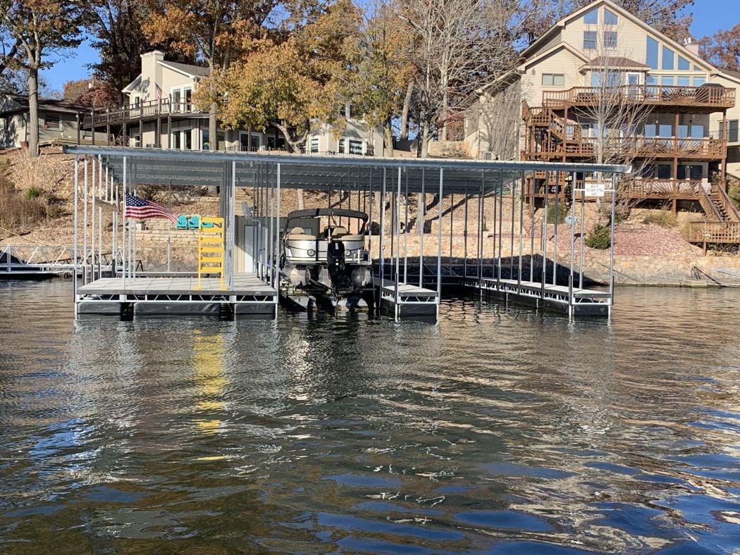 2 Slip Boat Dock with Removable Swim Deck
