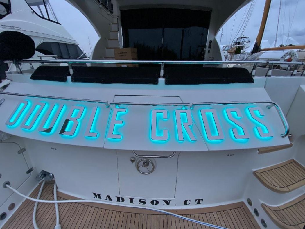 Custom Backlit Yacht Name On Marquis Yacht