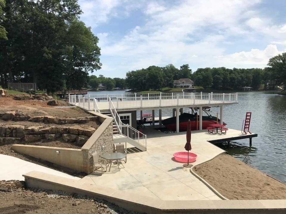 Two Slip permanent dock with concrete upper deck