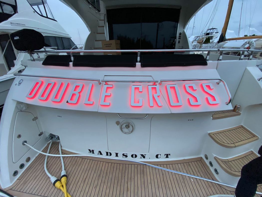 Custom Backlit Yacht Name On Marquis Yacht