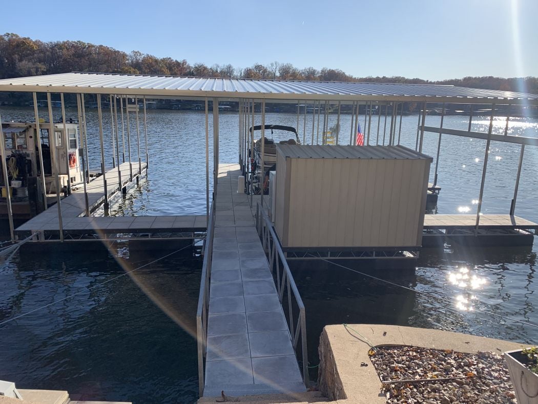 2 Slip Boat Dock with Removable Swim Deck