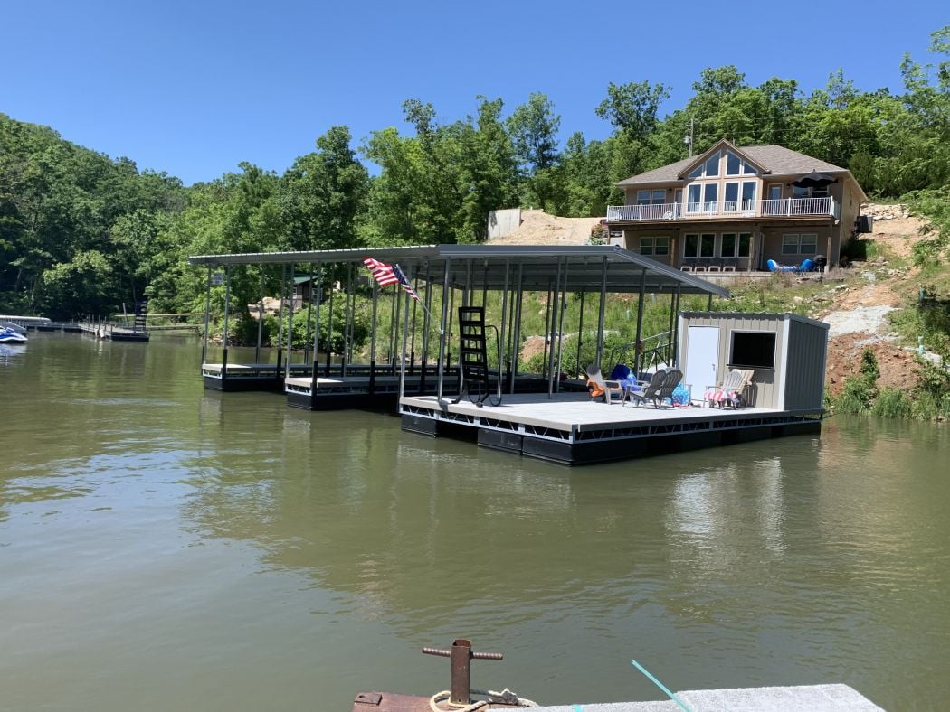 2 Slip Boat Dock with Shed and WetSteps