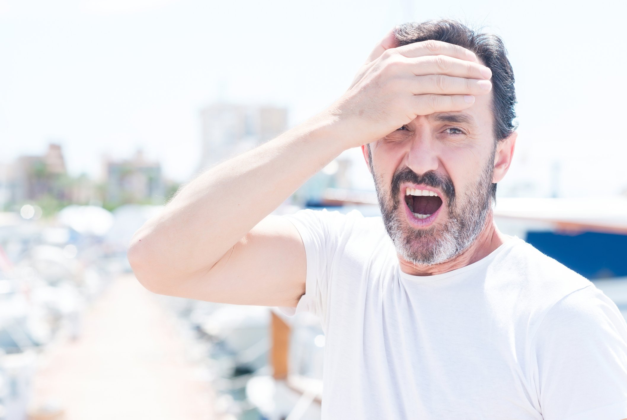 guy stressed at dock
