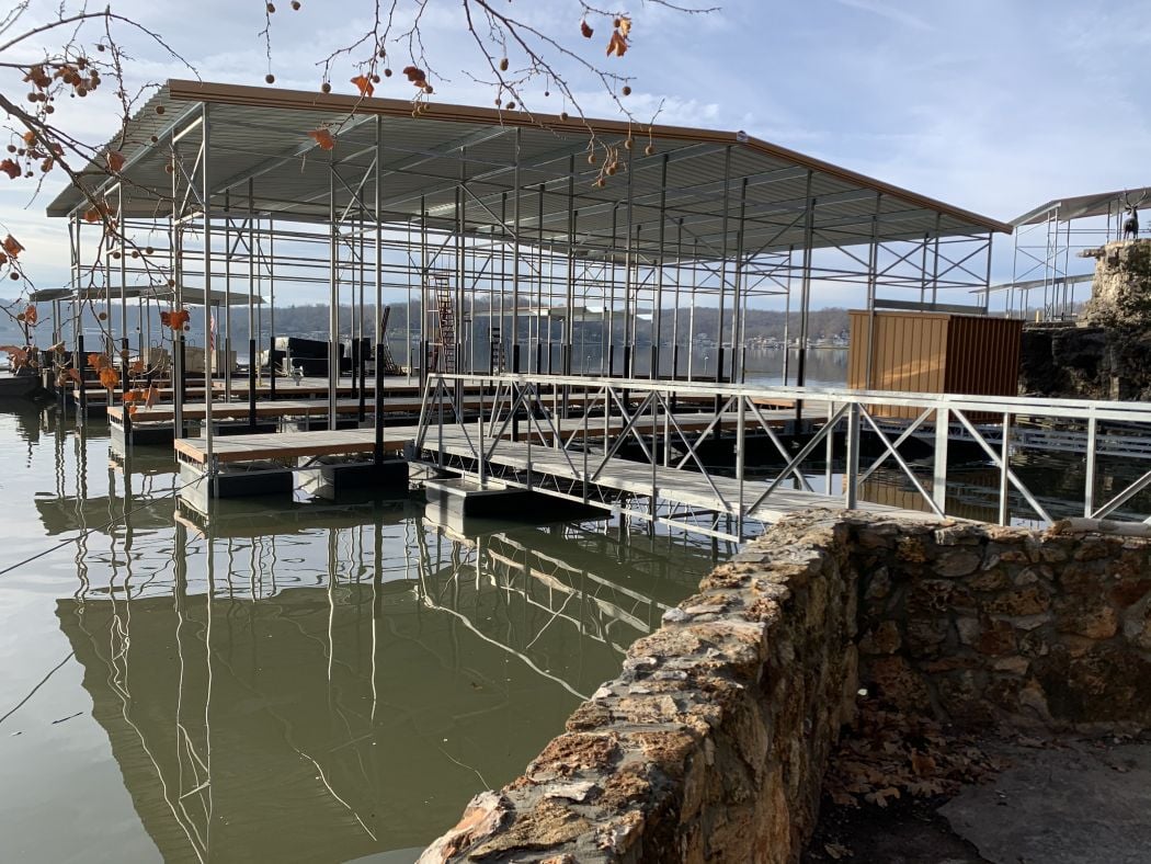 Large Copper Dock with PWC and Boat Slips