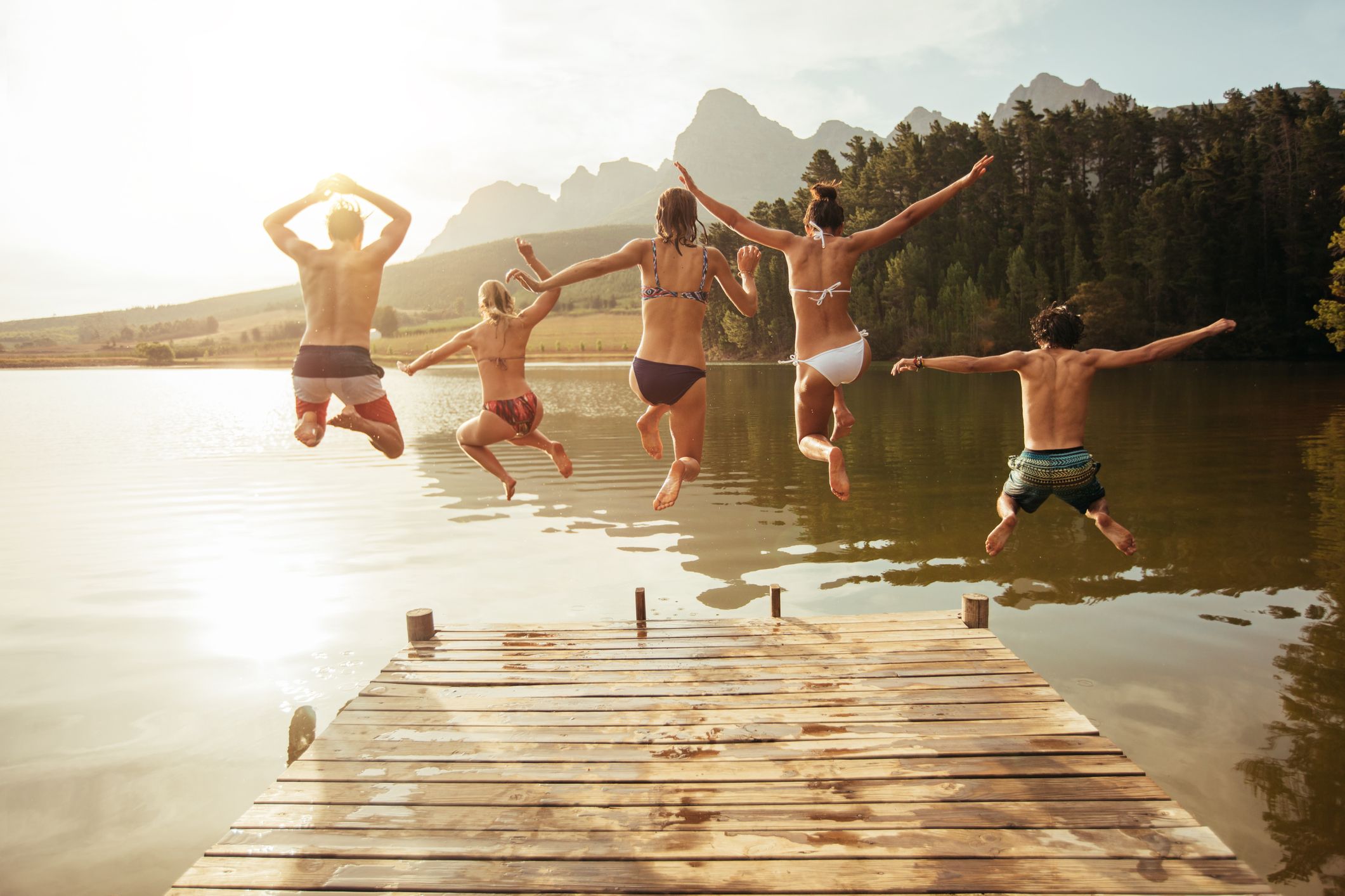 dock jumping and swimming